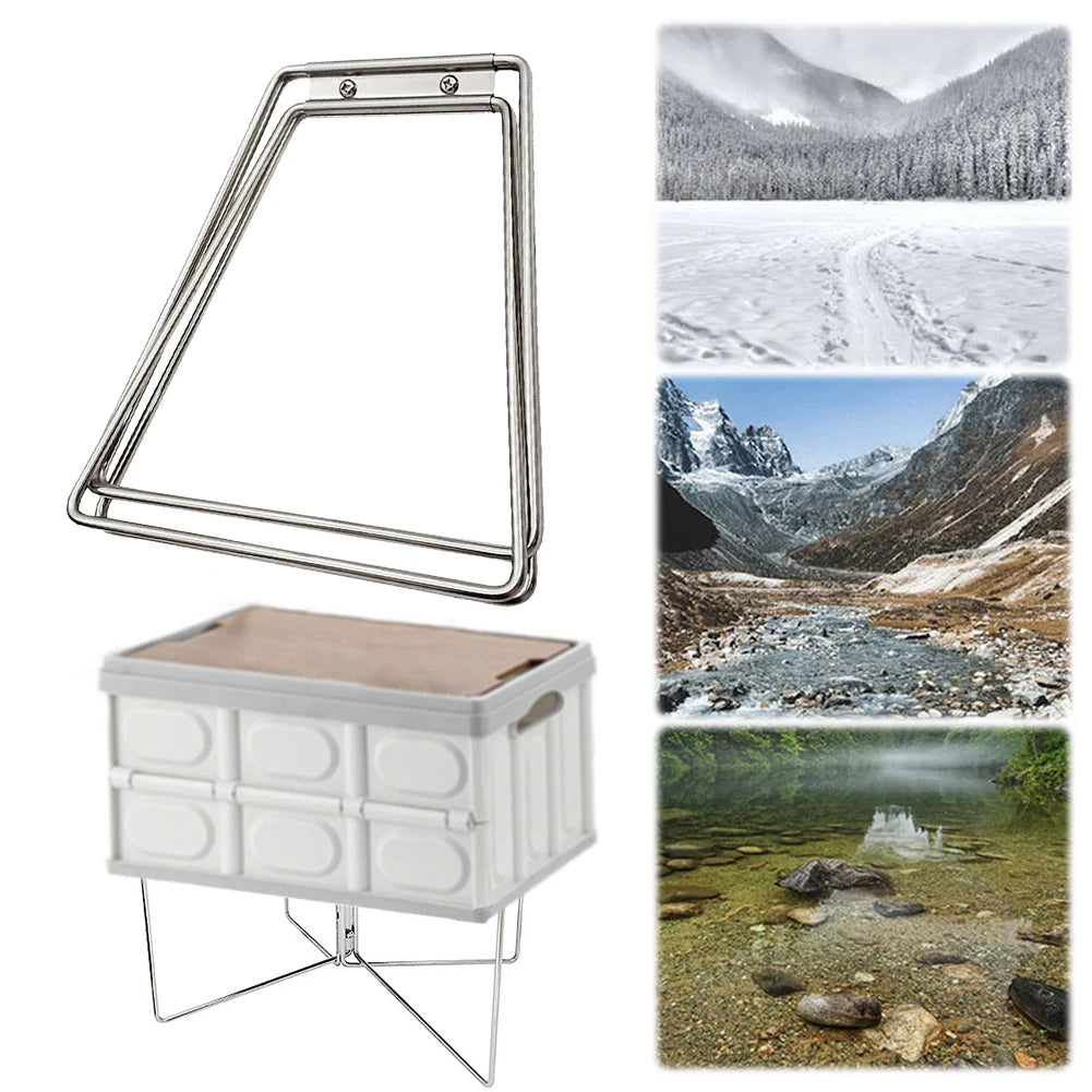 Camping Foldable Metal Stand Portable Aluminum Alloy Box Stand Stainless Steel Outdoor Storage Boxes Shelves for Travel Cooking